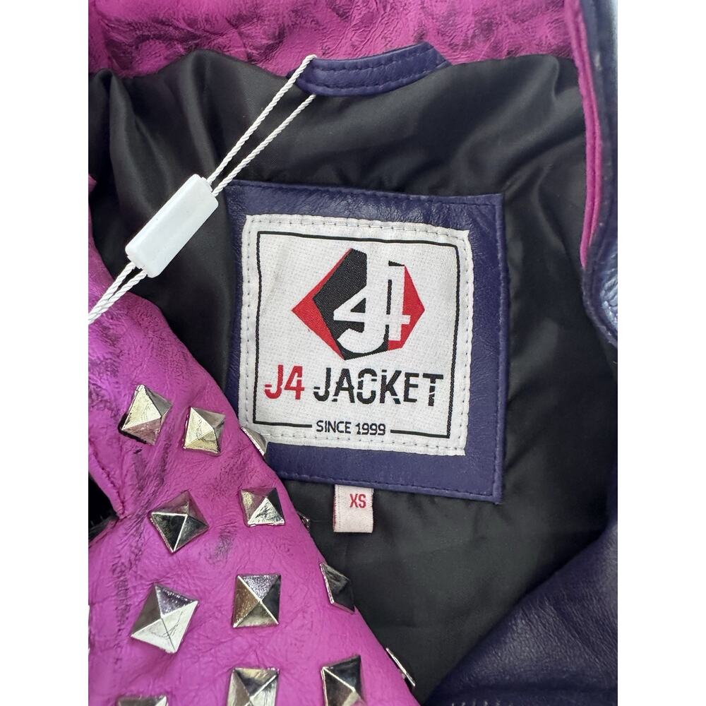 J4 Mal Descendants Dove Cameron Purple Studded Leather Jacket Size M - Picture 6 of 9